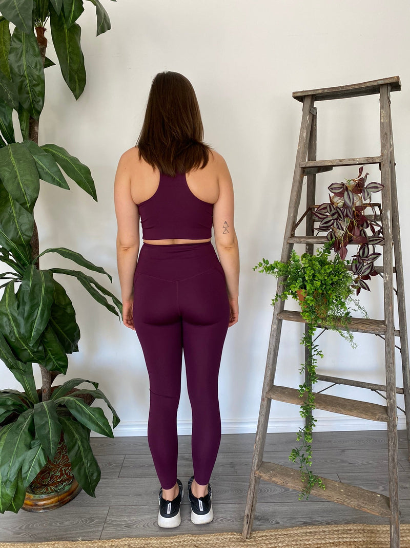 Girlfriend Collective High-Rise Pocket Legging in Plum